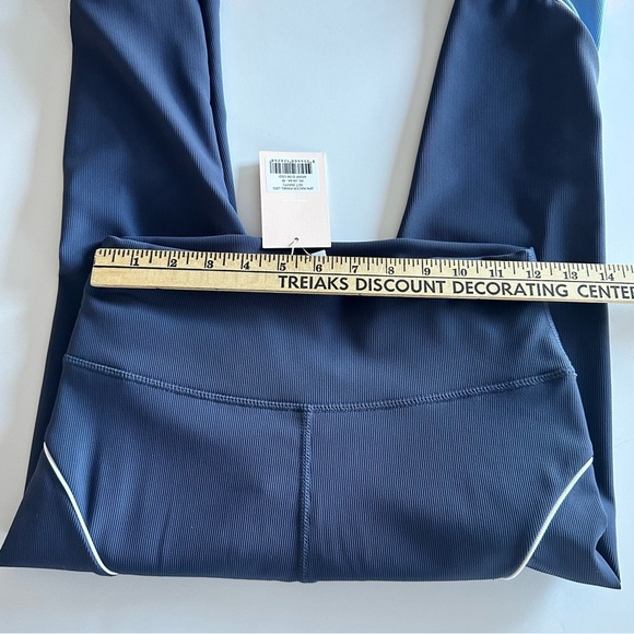 NWT WILO THE LABEL 2 Piece Ribbed Racer Panel Bra Legging Set Navy Orange Sz M - Picture 9 of 10